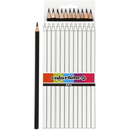 Colortime 12 stk. Sort Trekantede Farveblyanter - God Kvalitet