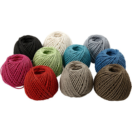 Papirgarn i 10 farver - Tykkelse 2,5-3 mm, 1 pakke