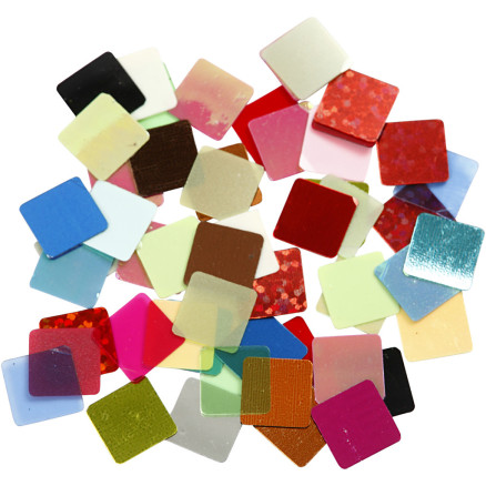 Pailletmosaik i assorterede farver - 250g til dekoration