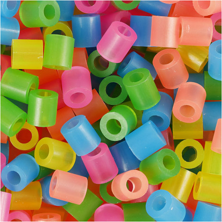 Neonfarvede Rørperler 5x5 mm - 20000 stk. i spand