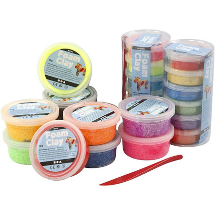 Skumler ler, assorterede farver, 22 dele - Kreativ DIY!