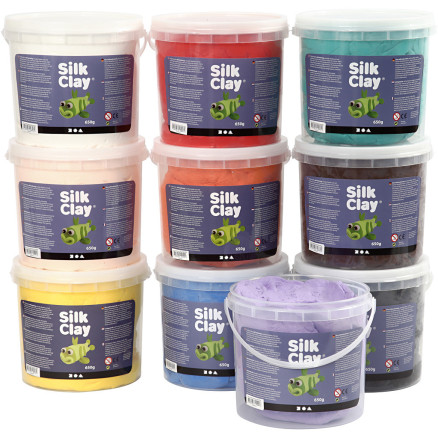 Silk Clay® - Ass. Farver, 10x650g - Kreativ Modellervoks