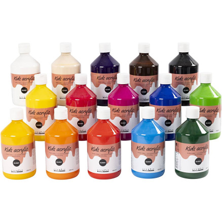 Blank Akrylmaling Ass. Farver 15x500ml - Kreativ Maling