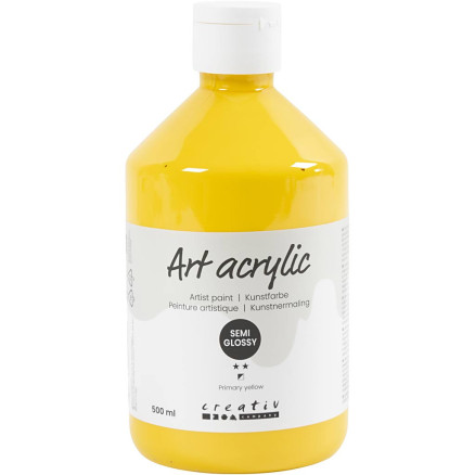 Halvblank akrylmaling i primær gul - 500 ml fra Pigment Art School