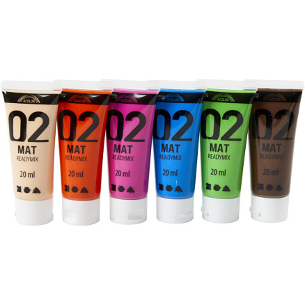 Mat Akrylmaling Suppleringsfarver 6x20ml - Kreativ DIY