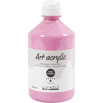 Halvblank Akrylmaling i Støvet Rosa - 500 ml