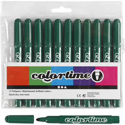 Colortime Tusch 5 mm Mørk Grøn - 12 Stk. Til Kreativitet