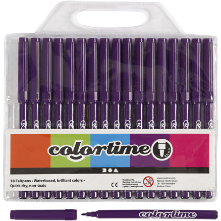 Colortime Tusch 2 mm Lilla - 18 stk. i Pakke