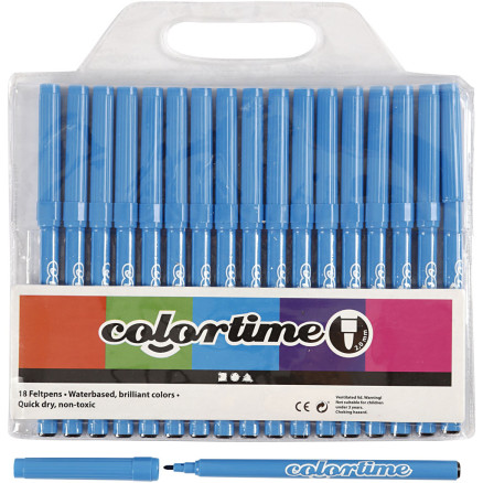 Colortime Tusch 2 mm Lyseblå - 18 stk. Kreativ Tegning