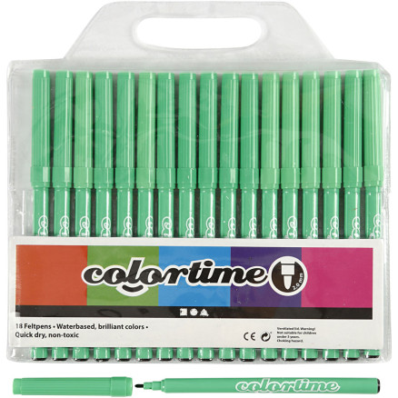 Colortime Tusch 2 mm Lys Grøn - 18 Stk Til Kreativitet