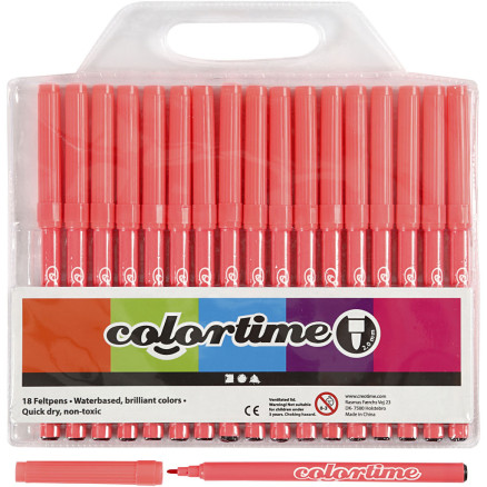 Colortime Tusch 2 mm Pink - 18 stk. i Pakke