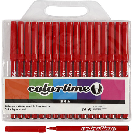 Colortime Tusch 2 mm Rød - 18 stk. Kvalitetstuscher