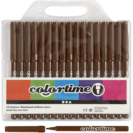 Colortime Tusch 2 mm Brun - 18 stk. til Kreativitet