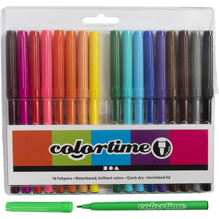 Colortime Tusch 2 mm, 18 stk. i assorterede farver
