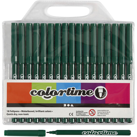 Colortime Tusch 2 mm Mørk Grøn - 18 stk. i Pakke