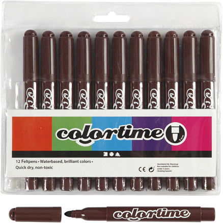 Colortime Tusch, Mørk Brun 5 mm - 12 stk. til Kreativitet