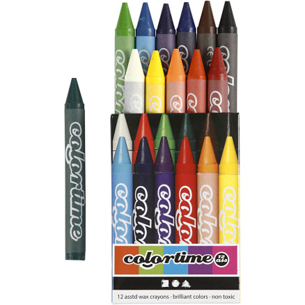 Colortime Vokskridt - 12 Ass. Farver til Kreativ Leg