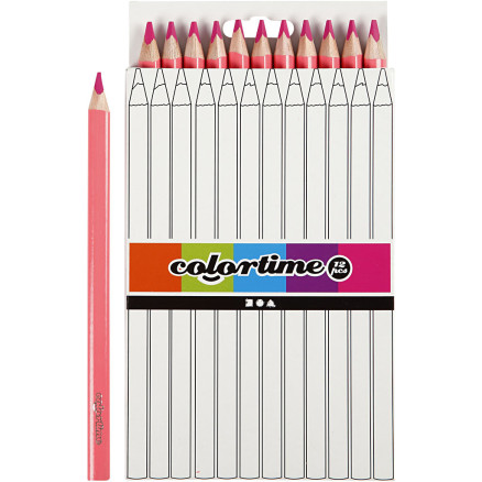 Colortime Jumbo Farveblyanter 12 stk. - Pink Kreativ Sæt
