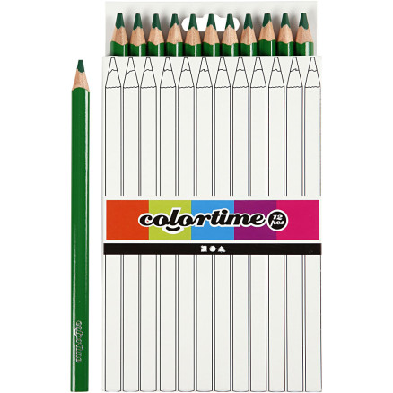 Colortime Jumbo Farveblyanter - Grøn, 12 stk. til kreativitet