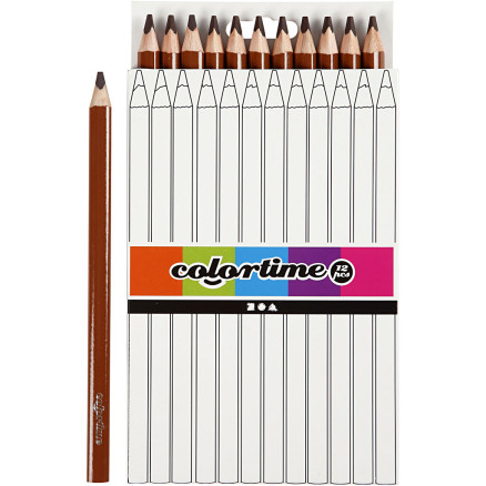 Colortime Jumbo Farveblyanter, Brun - 12 stk. til kreativitet
