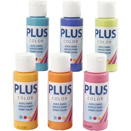 Plus Color Hobbymaling - Farverig 6x60ml, Hurtig Tørring