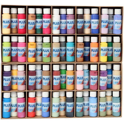 Plus Color Hobbymaling - Ass. Farver, 60x60ml, 1 Pakke
