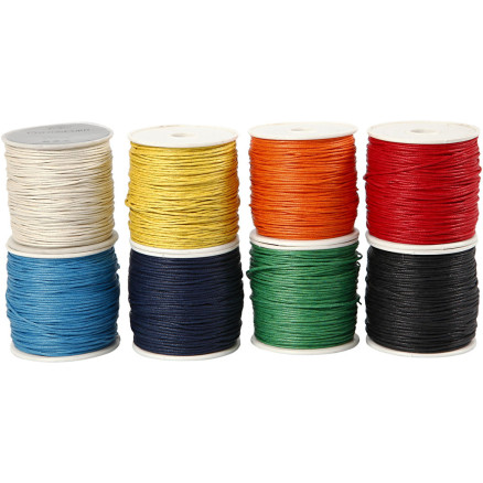 Vokset bomuldssnor i assorterede farver - 8x40 m 1 pk