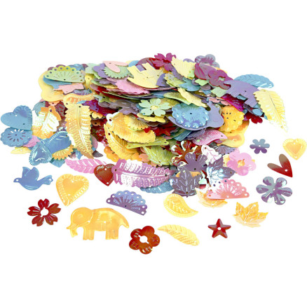 Perlemorsfarvede pailletter, 400 g - Kreativ DIY mix