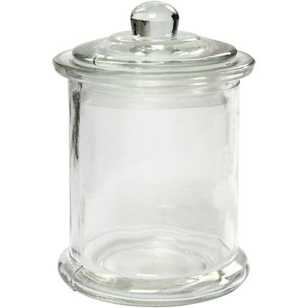 Cylinderformet glas krukke med låg - 10 stk. i pakke
