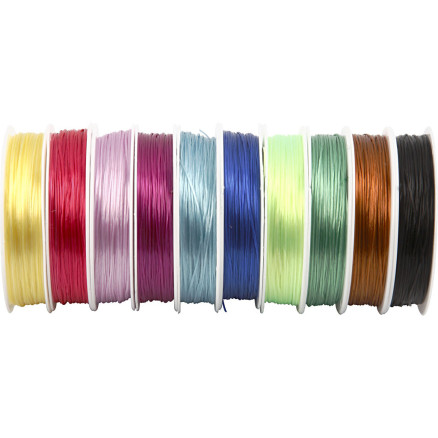 Elastiksnor 1 mm - Assorterede farver, 10x25 m, 1 pk