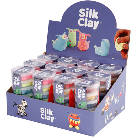 Silk Clay® Neon- og Standardfarver - 12 Sæt i 1 Pakke