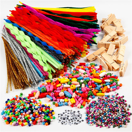 Sjovt DIY-sæt med klemmer og chenille, assorterede farver