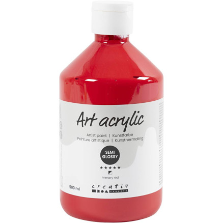 Halvblank Akrylmaling i Primær Rød - 500ml fra Pigment Art School