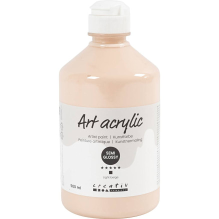 Halvblank akrylmaling i lys pudder - 500 ml fra Pigment Art School