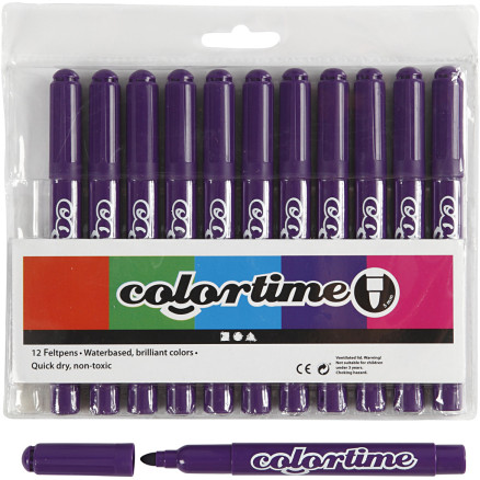 Colortime Tusch, Lilla 5 mm - 12 stk. til Kreativitet