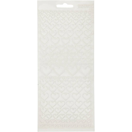 Klistermærker med Hjerter - Transparent 10x23 cm, 1 Ark
