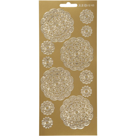 Guld Blomster Klistermærker - 1 Ark 10x23 Cm