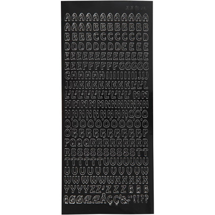 Klistermærker med små bogstaver - Sort 10x23 cm, 1 ark