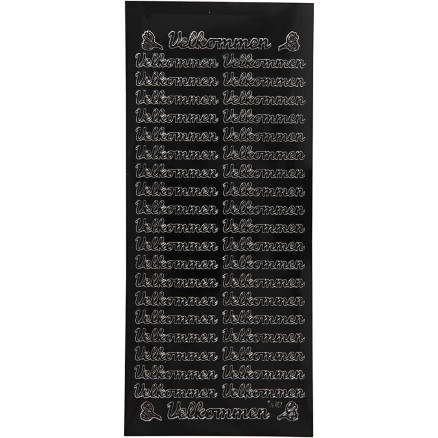 Velkommen Klistermærker - Sort Ark 10x23 cm, 1 stk.
