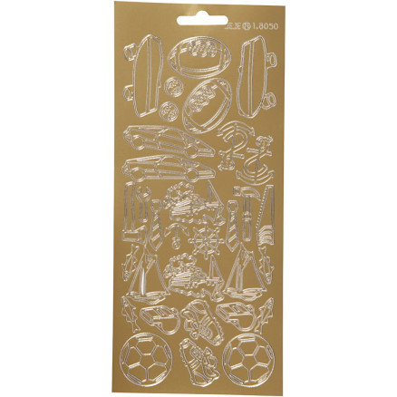 Guld Sport Klistermærker - 1 Ark 10x23 cm