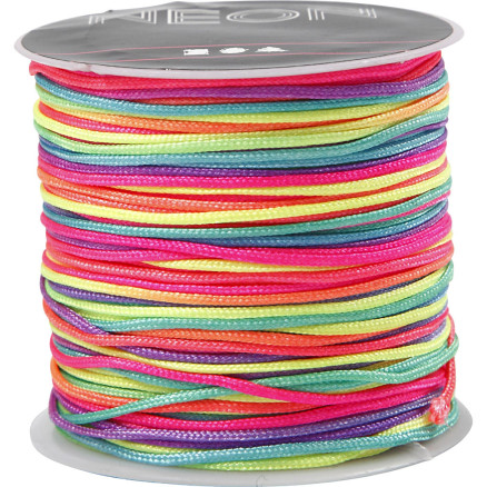 Multicolor Knyttesnor i Neonfarver - 28m Rulle