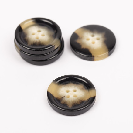 Drops Knap Imitation Horn (Mokka) 25mm - 50 stk.