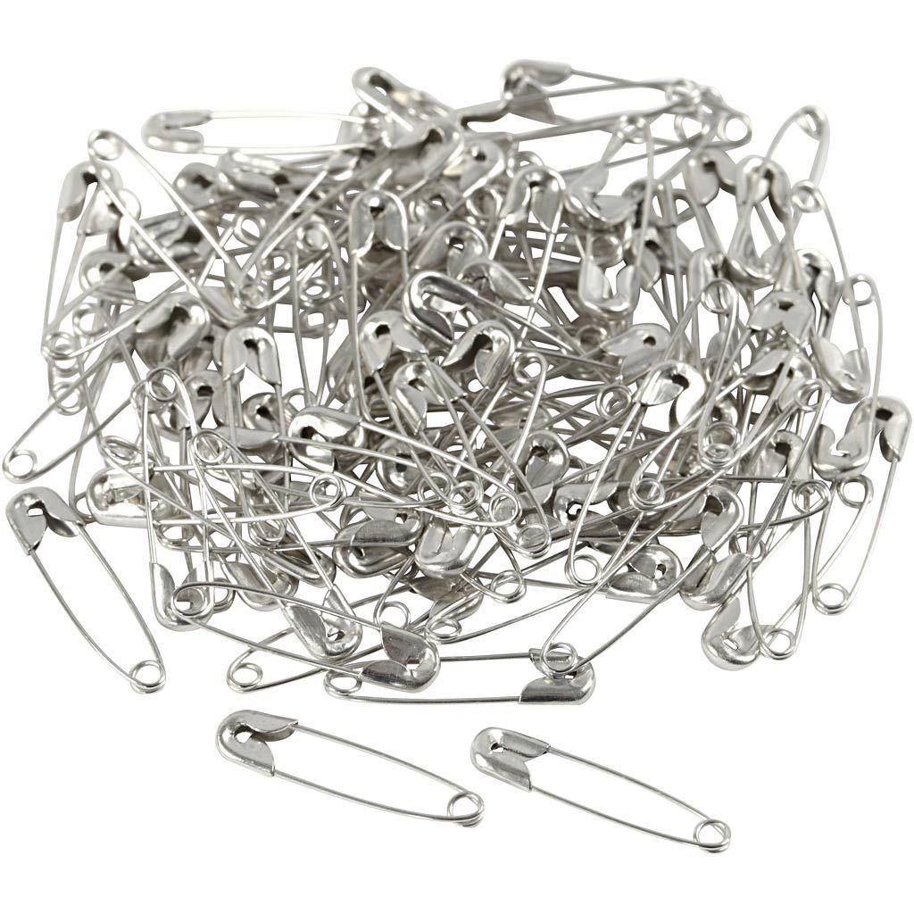 Sikkerhedsnåle i metal, 100 stk, 22 mm - Sølvtilbud!