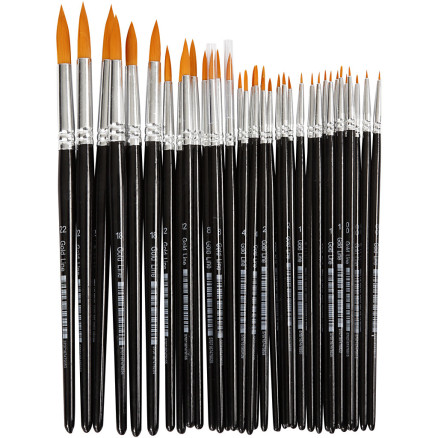 Nylon Pensler 36 stk. - Rund, til Maling og Lim