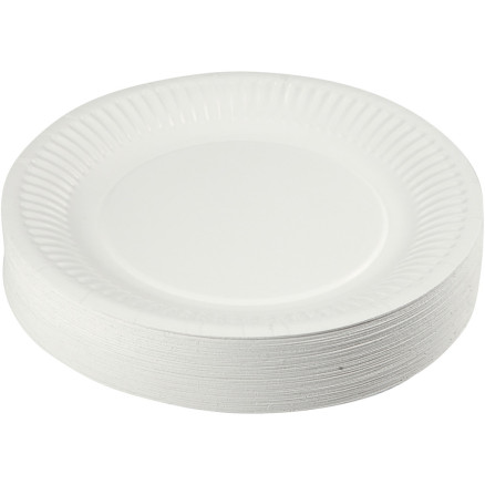 Engangs Paptallerkener, 18 cm, 100 stk. - Hvidt salg!