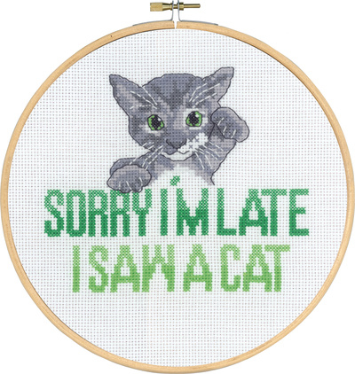 Broderi Kit - Sorry IÂ´m late Kat