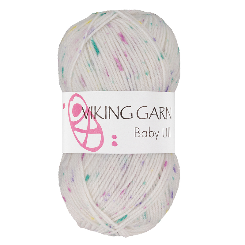 Viking Baby Ull - 304 Hvid print, Merinould, fra Viking