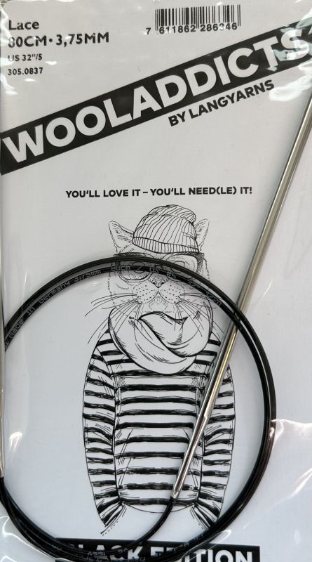 6,5 mm - Addi black Lace Rundpinde 50 cm, fra Addi