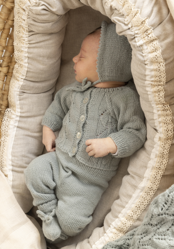 "Evander" Sæt, Jakke, buks, sokker og kyse - Viking Design 2417-22 Kit - 0 - 24 mdr - Viking Trend merino petite, fra Viking