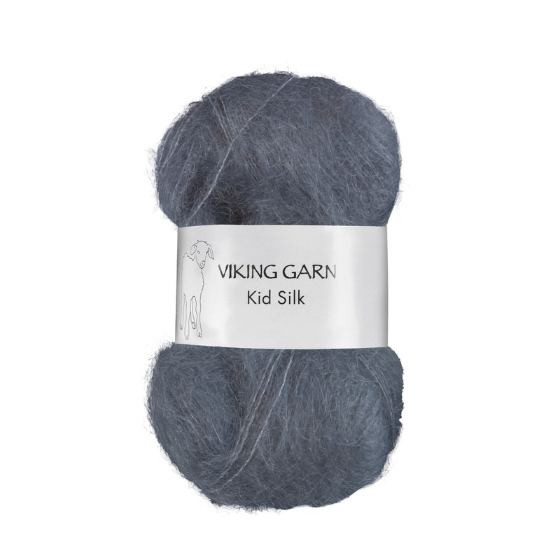 Viking Kid Silk 323 Mørk gråblå, Mohair/Silk, fra Viking